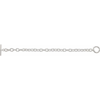 Sterling Silver 7 mm Charm Cable 8" Bracelet Gift for Women