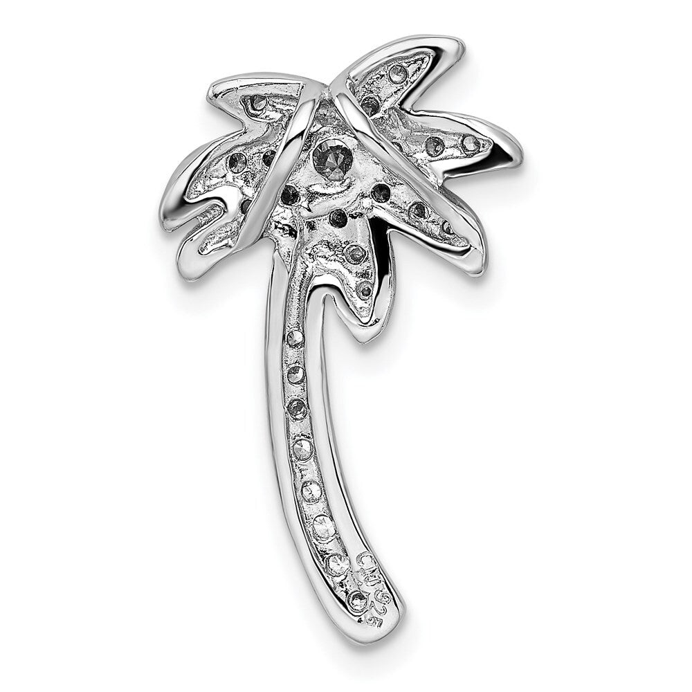Sterling Silver Rhodium-plated Cubic Zirconia Palm Tree Chain Slide
