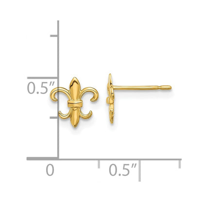 14k Yellow Gold Polished Fleur de Lis Stud Earrings Gift for Women