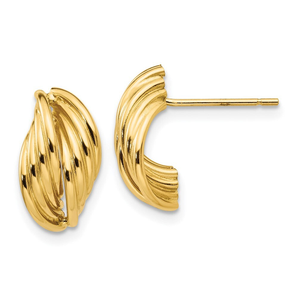 14k Yellow Gold Polished Fancy Stud Earrings Gift for Women