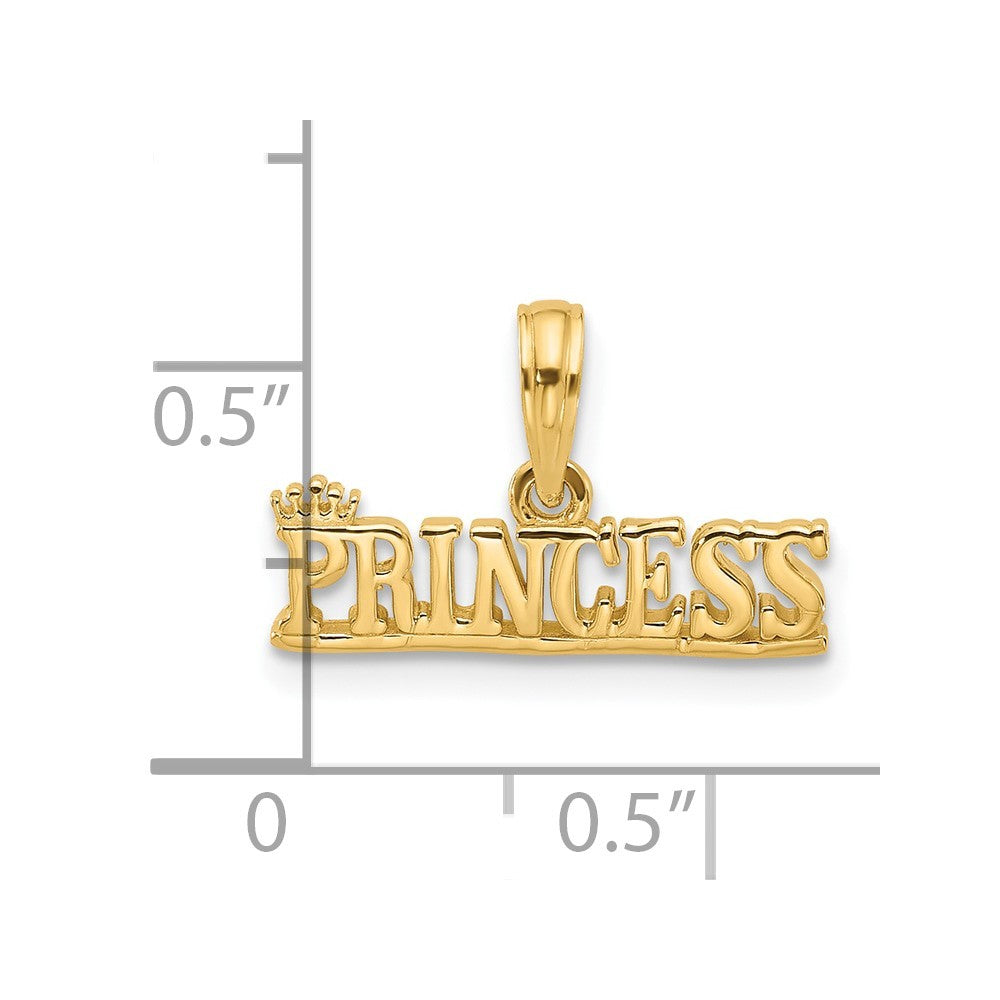 14k Yellow Gold Polished PRINCESS Charm