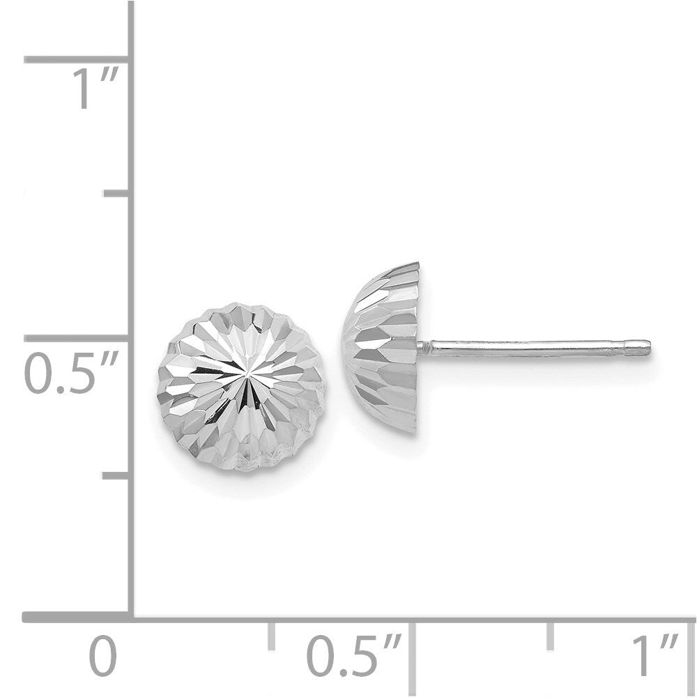 14k White Gold Polished & Diamond-Cut Half Ball Stud Earrings Gift for Women