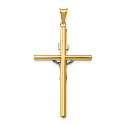 14k Two-tone Gold Polished Jesus Crucifix Pendant for Women