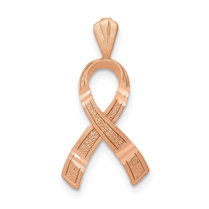 14k Rose Gold Diamond-cut Awareness Pendant for Women