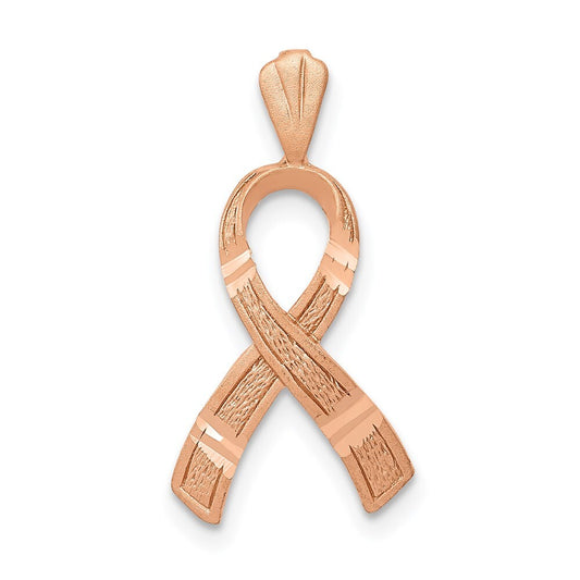 14k Rose Gold Diamond-cut Awareness Pendant for Women