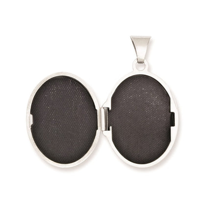 Sterling Silver Rhodium-plated Polished 21mm Oval Locket