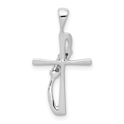 14k White Gold .01ct. Diamond Cross Pendant for Women