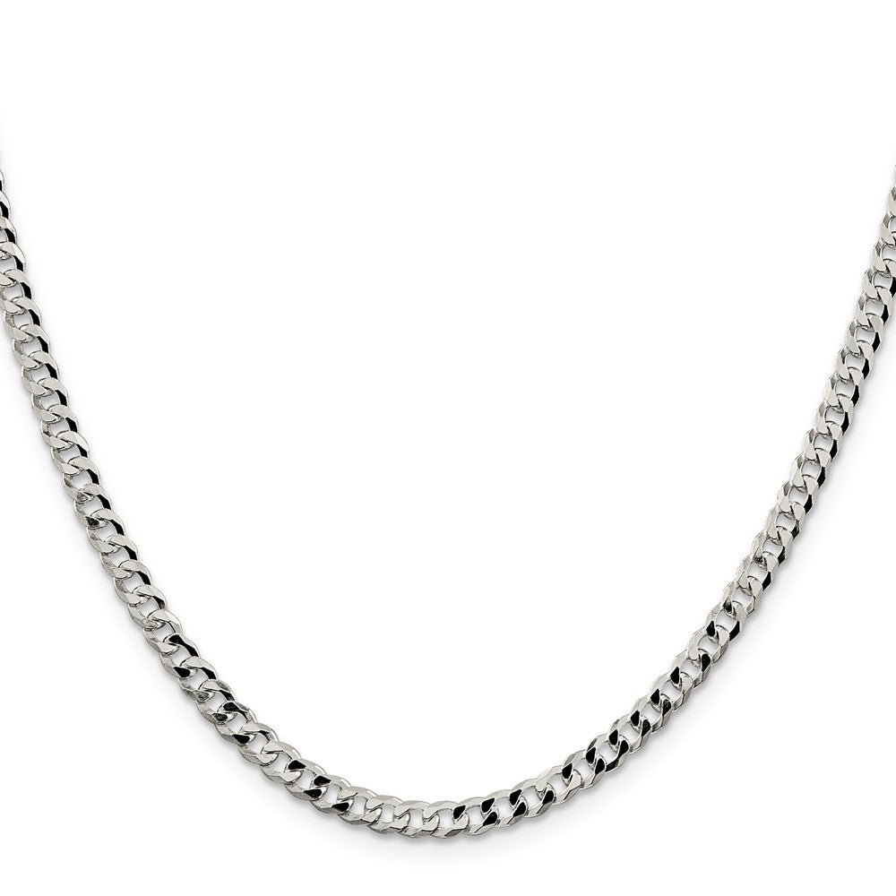 Sterling Silver 4mm Beveled Curb Chain Necklace