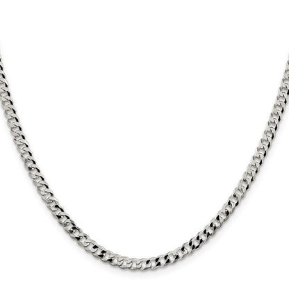 Sterling Silver 4mm Beveled Curb Chain Necklace
