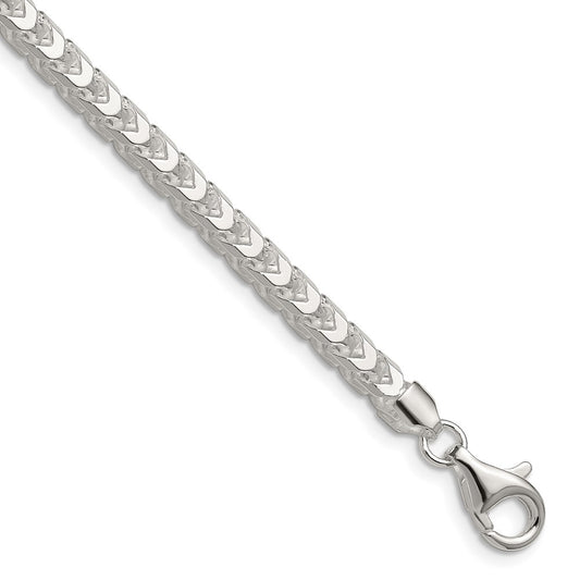 Sterling Silver 4.7mm Diamond-Cut Square Franco Chain Necklace