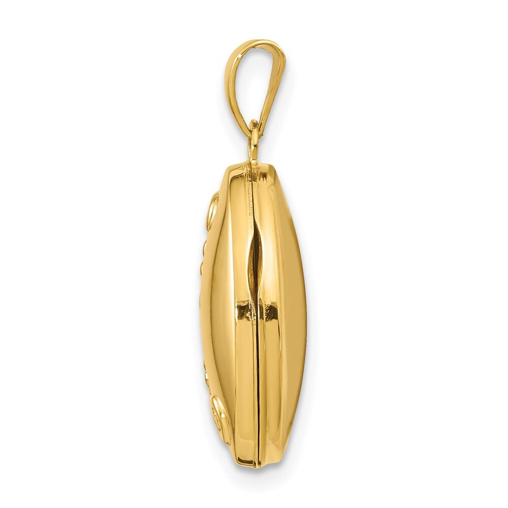 14k Yellow Gold Floral Oval Locket Pendant for Women