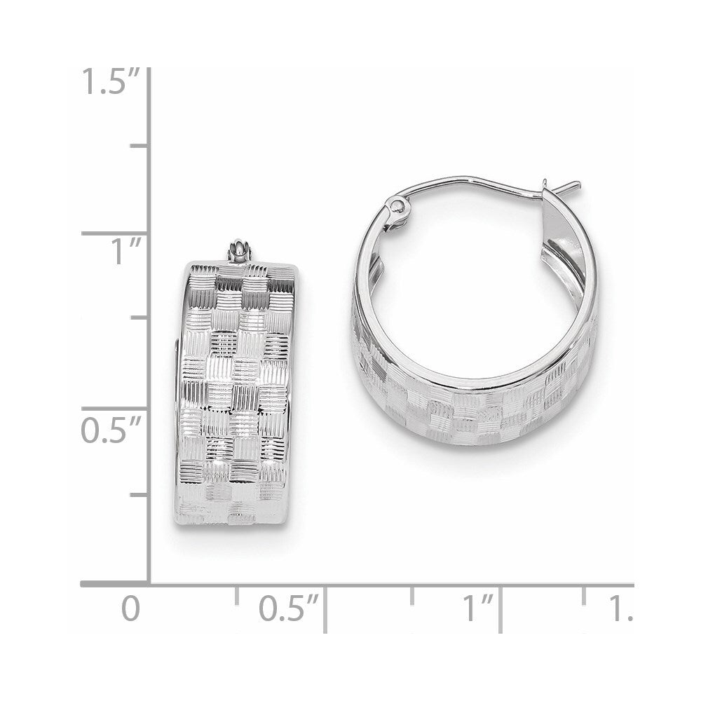 14k White Gold Diamond-cut Hoop Earrings Gift for Women