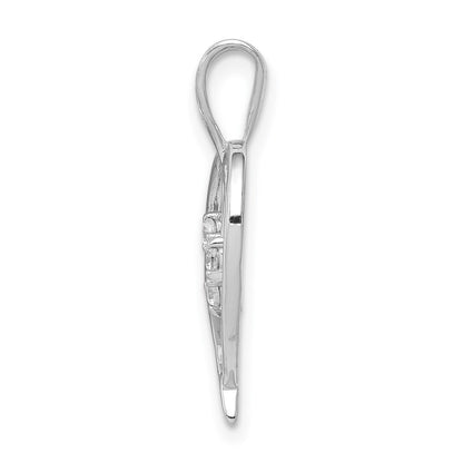 14k White Gold Diamond Heart Pendant for Women