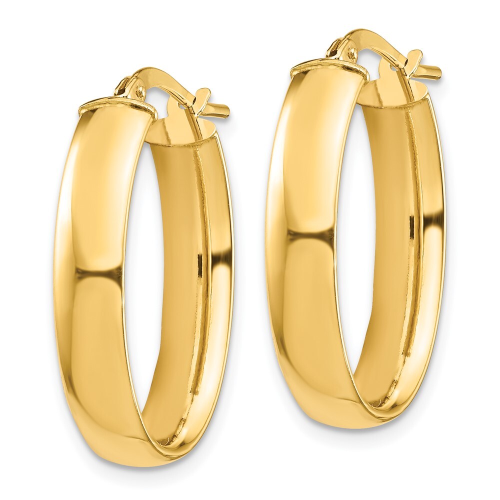 14k Yellow Gold High Polished 5mm Oval Hoop Earrings