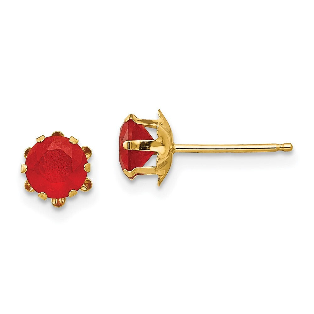 14k Yellow Gold 5mm Cubic Zirconia Birthstone (Jul) Stud Earrings