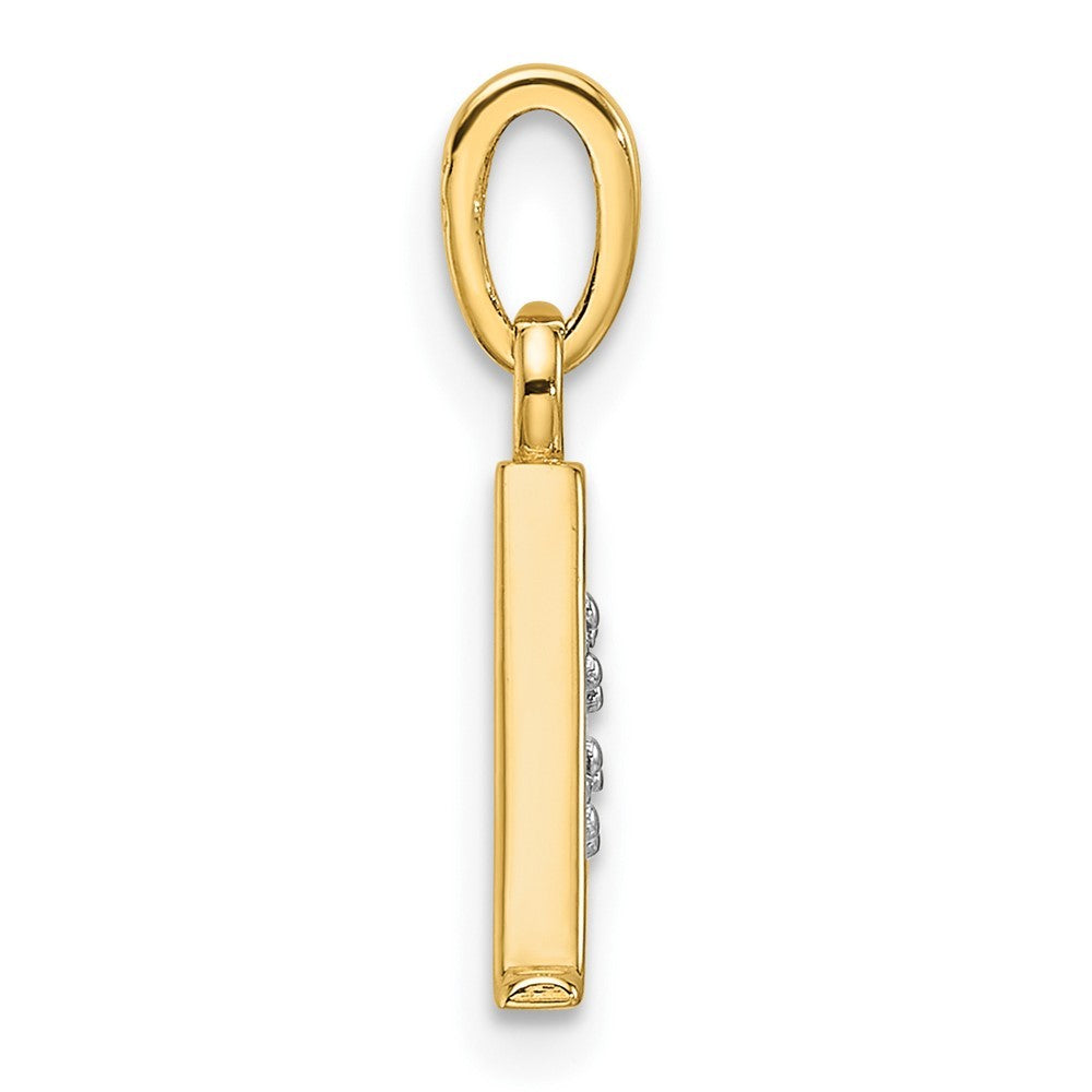 14k Yellow Gold with Rhodium Diamond Letter A Initial Pendant