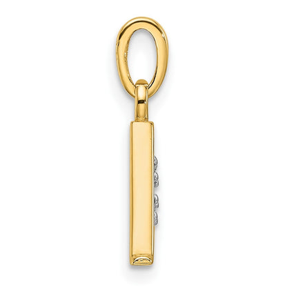14k Yellow Gold with Rhodium Diamond Letter A Initial Pendant