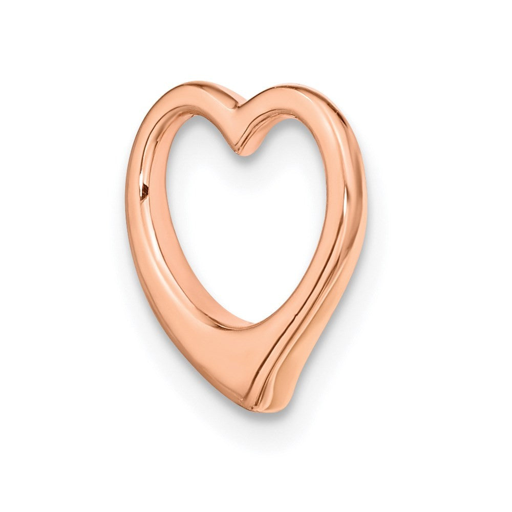 14K Rose Polished Floating Heart Chain Slide