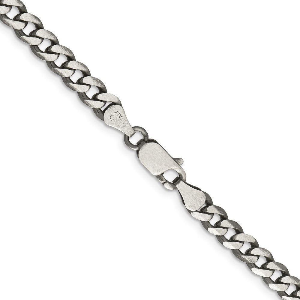 Sterling Silver Antiqued 6.0mm Curb Chain Necklace