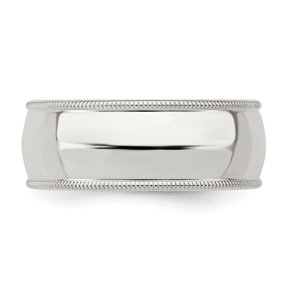 Sterling Silver 8mm Comfort Fit Half Round Milgrain Size 8 Band