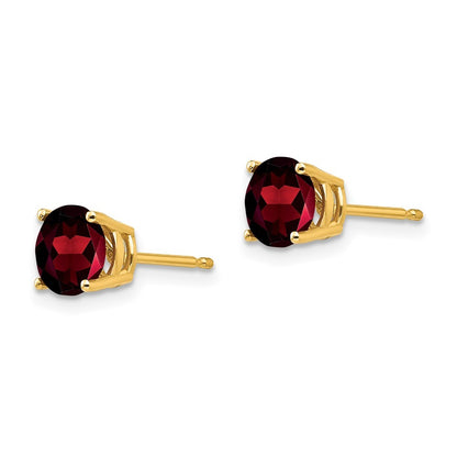 14k Yellow Gold 6mm Garnet Earrings