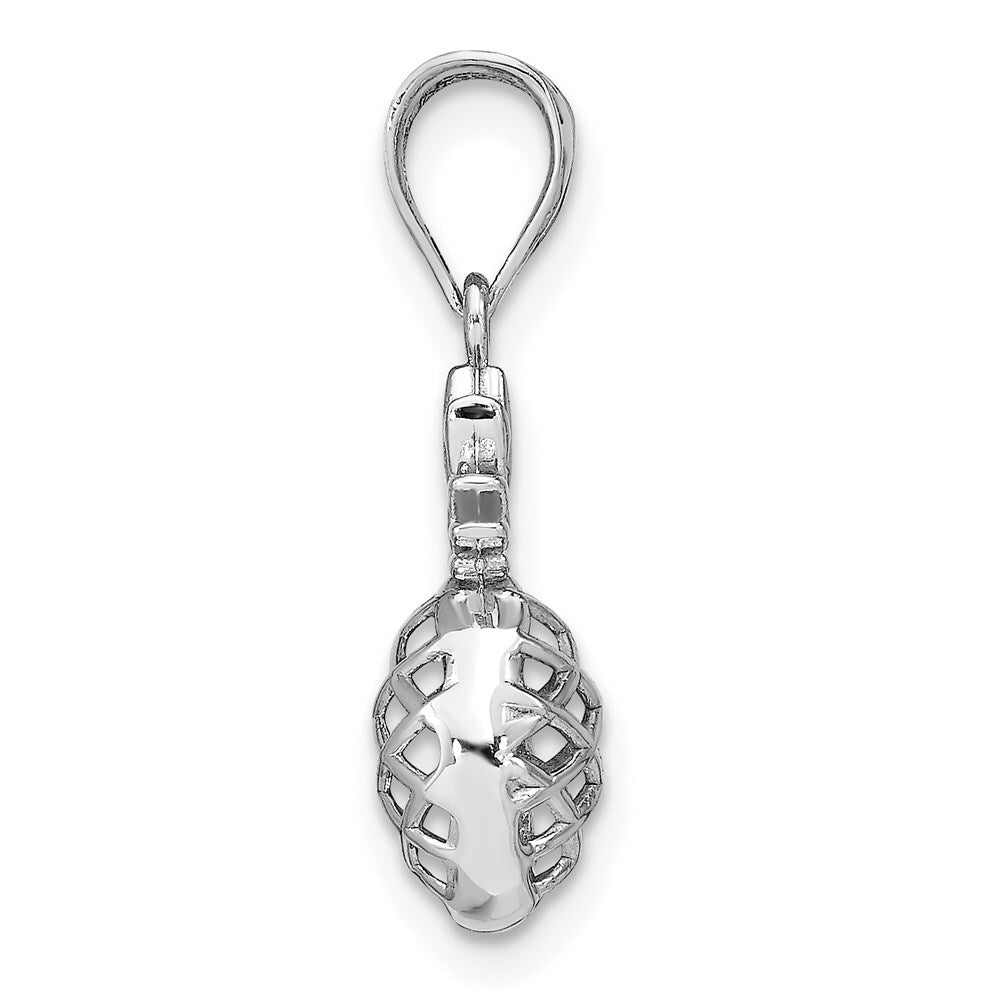 14k White Gold White Polished 3D Pineapple Pendant for Women