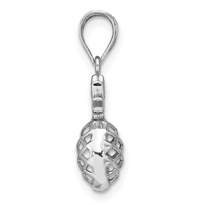14k White Gold White Polished 3D Pineapple Pendant for Women