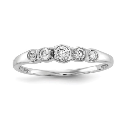 Sterling Silver Rhodium-plated 5-stone Bezel Set Cubic Zirconia Ring Size 8