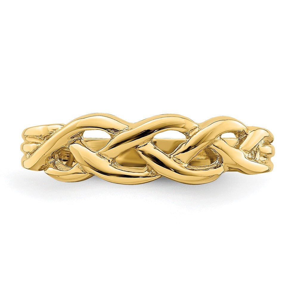 14K Yellow Gold Polished Braided Knot Ring Size 7