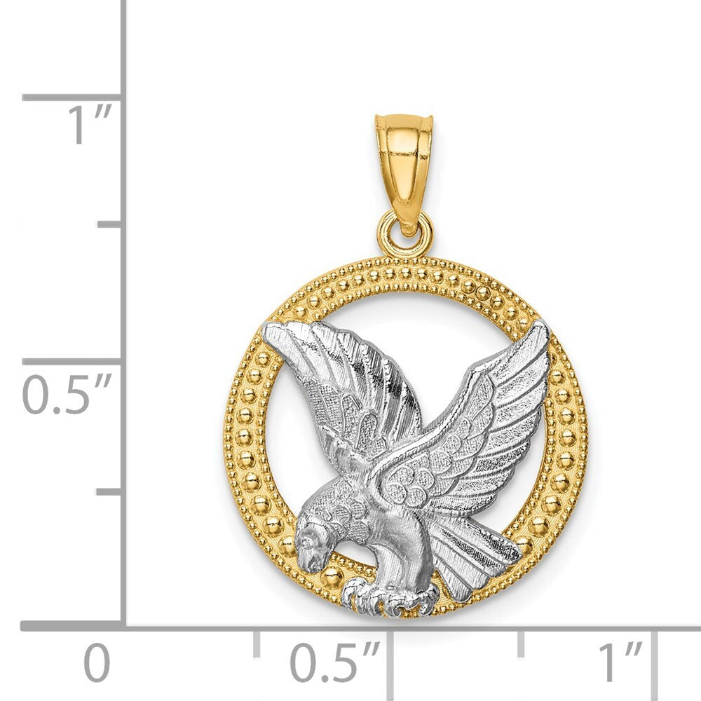 14k Yellow Gold Rhodium Eagle Pendant for Women