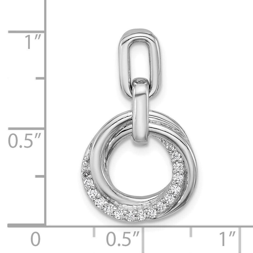Sterling Silver Rhodium-plated Cubic Zirconia Circle Twist Pendant