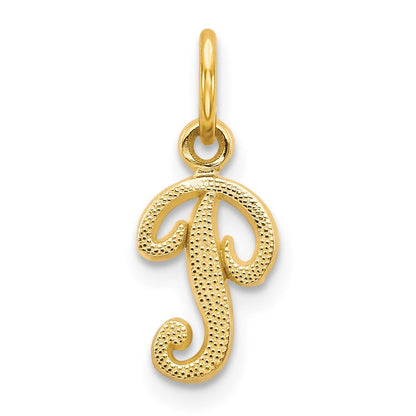 14k Yellow Gold Script Letter P Initial Charm