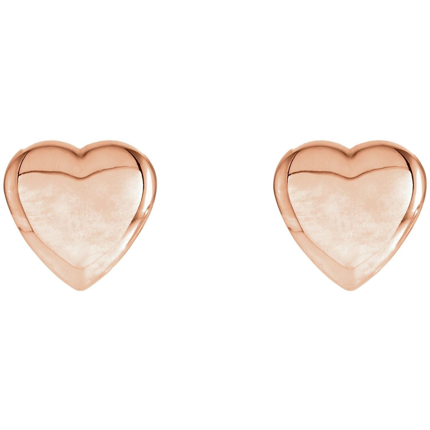 14k Rose Gold Heart Stud Earrings Fine Jewelry Gift for Women