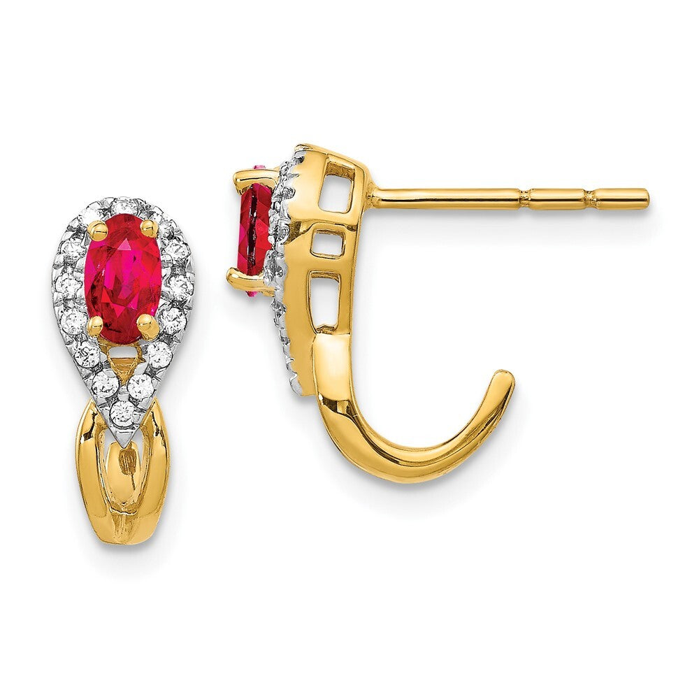 14k Yellow Gold Diamond and Ruby Drop & Dangle Earrings