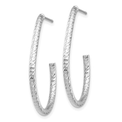 14k White Gold Polished Diamond-cut Dangle Earrings