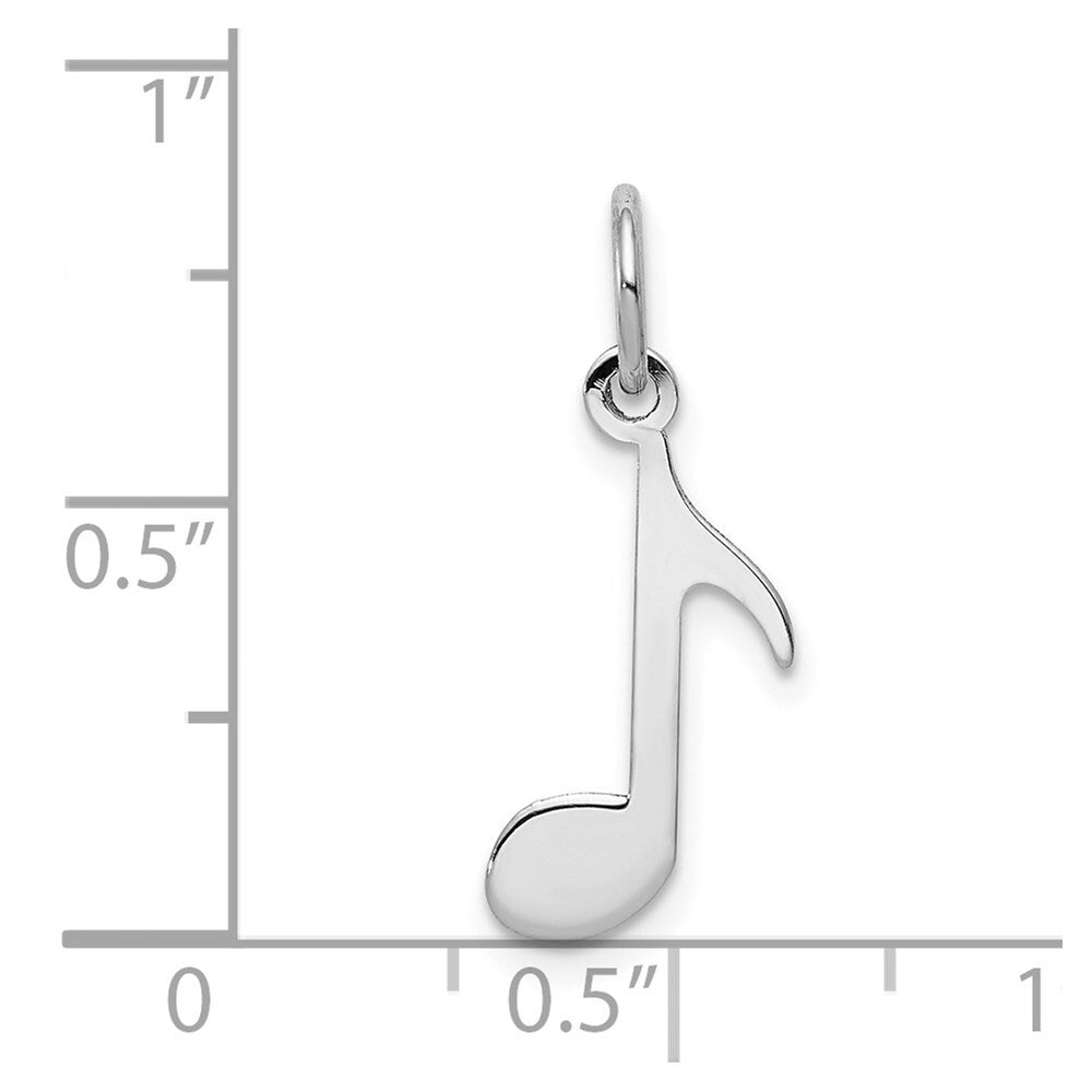 14k White Gold Polished Musical Note Charm Pendant for Women