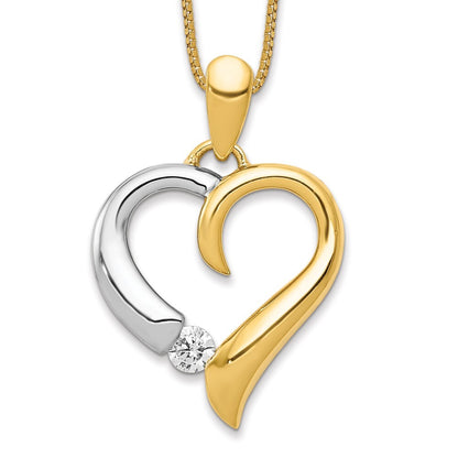 14k Two-tone Gold 1/15ct. Diamond Heart Pendant for Women