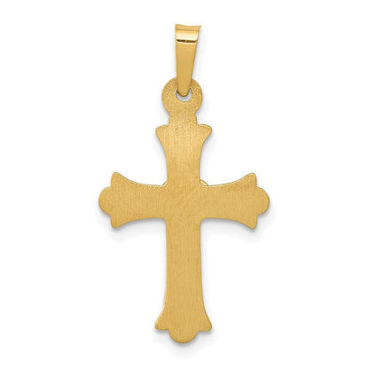 14k Yellow Gold Rhodium Diamond Fleur De Lis Cross Pendant for Women