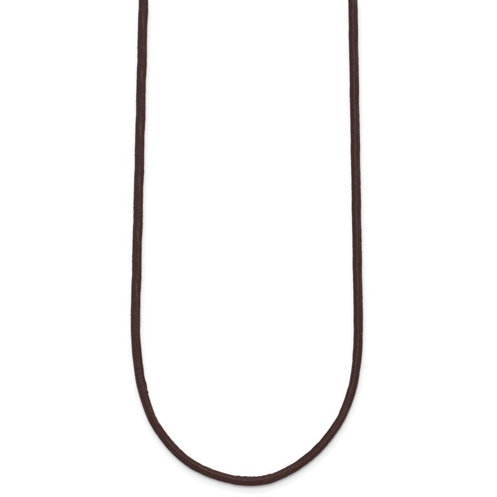 14k Yellow Gold Yellow Clasp 2mm 18 inch Brown Leather Cord Necklace