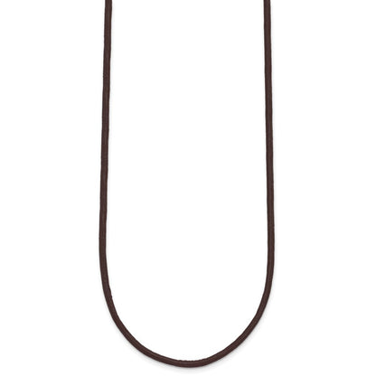 14k Yellow Gold Yellow Clasp 2mm 18 inch Brown Leather Cord Necklace