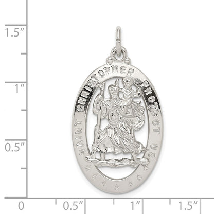 Sterling Silver Rhodium-plated Saint Christopher Medal Pendant