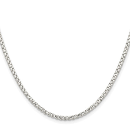 Sterling Silver Rhodium-plated 2.6mm Round Box Chain Necklace