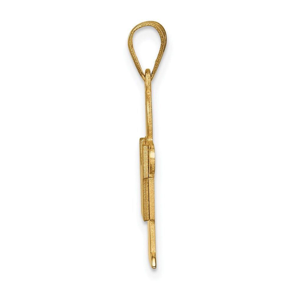 14k Yellow Gold Solid Satin Engravable Boy Charm Pendant for Women