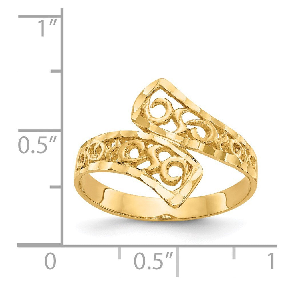 14K Yellow Gold By-pass Lace Diamond-cut Ring