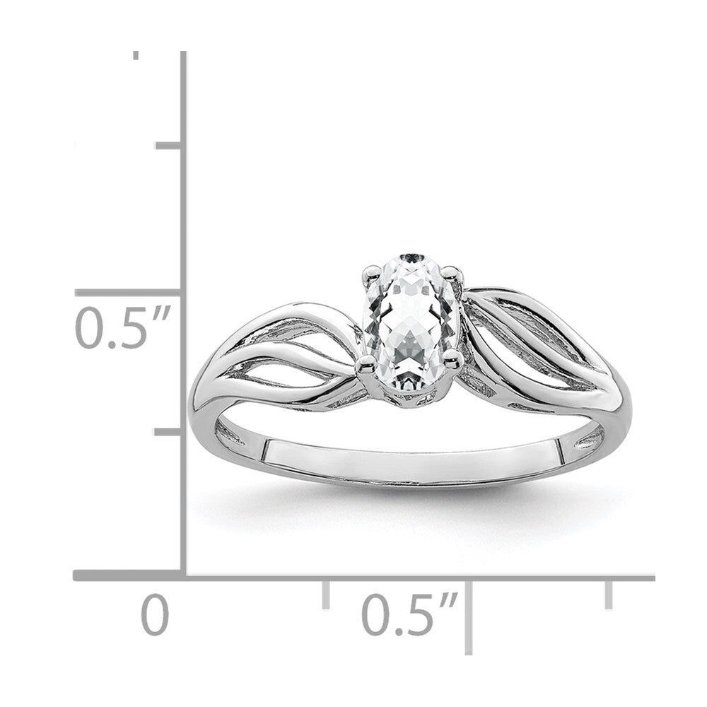 Sterling Silver Rhodium-plated White Topaz Ring