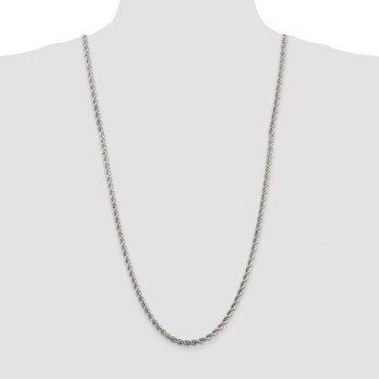 Sterling Silver Rhodium-plated 4.3mm Solid Rope Chain