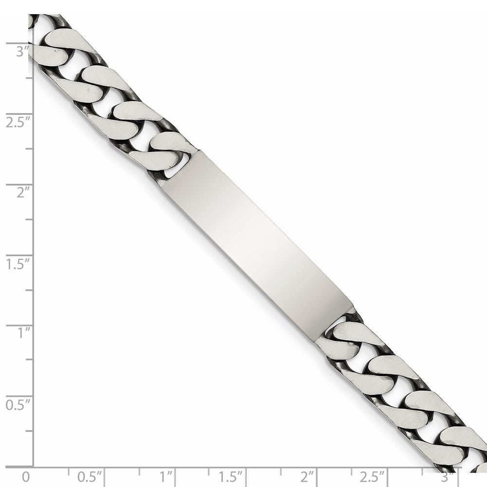 Sterling Silver 7.5inch Engraveable Antiqued Curb Link ID Bracelet