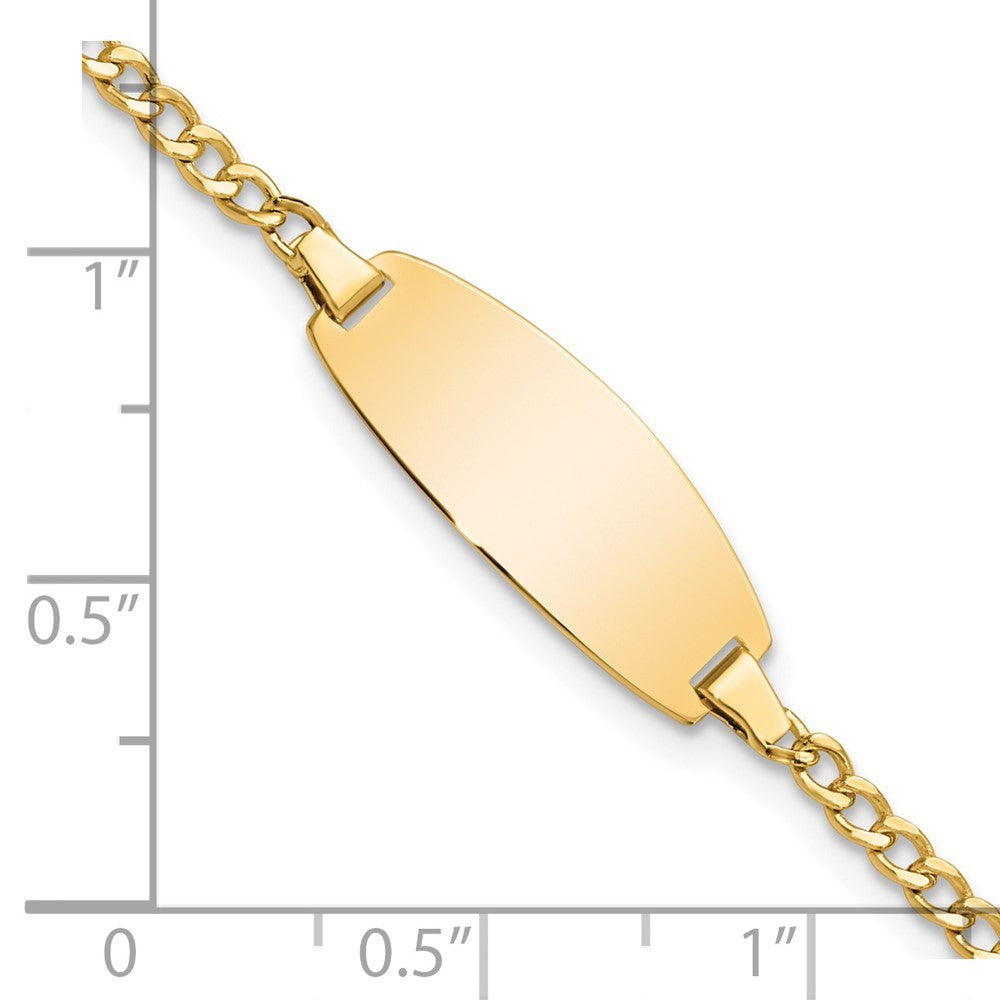 14k Gold Semi-Solid Chain Curb Link Oval 18.5x8.5mm Plate 5.5" ID Bracelet