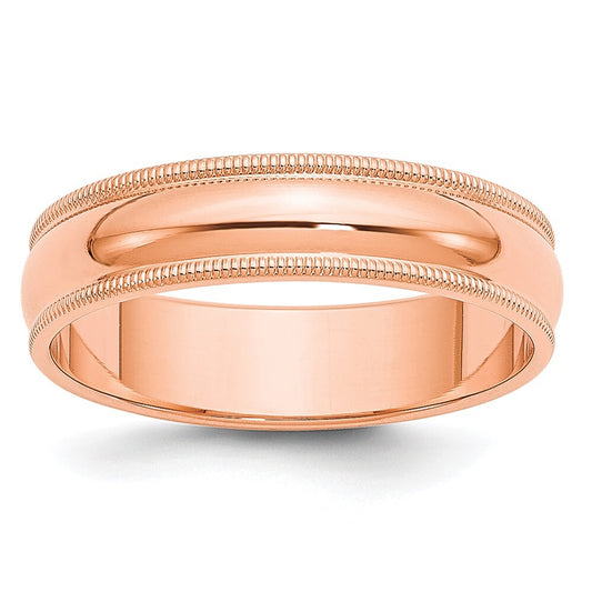 14k Rose Gold 5mm Milgrain Half-Round Wedding Band Ring Size 7