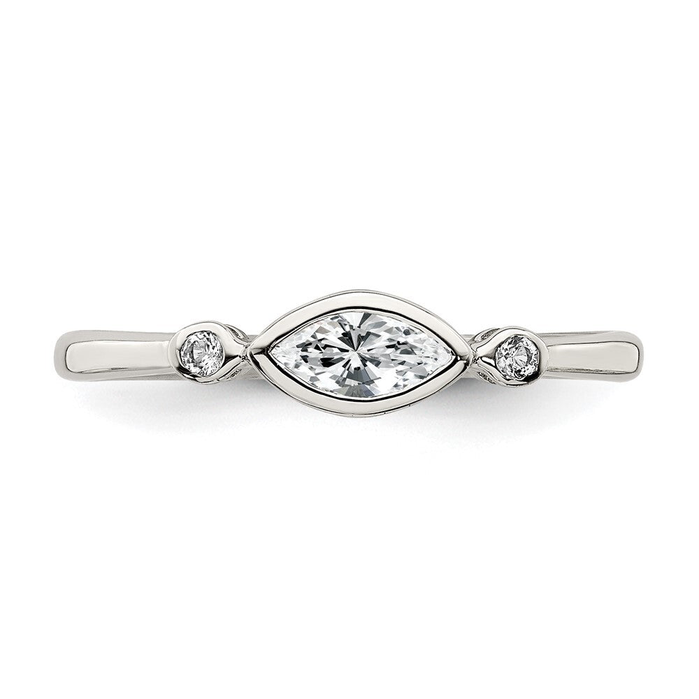 Sterling Silver Rhodium-plated Polished White Topaz Ring Size 6